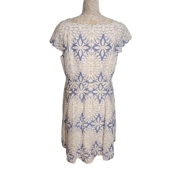 Talbots RSVP floral lace net cutout blue and white dress size 16P - Picture 4 of 9